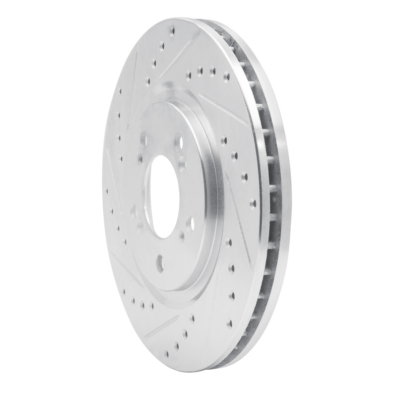 Acura NSX Brake Rotor (1) - Front Left - R1 Concepts - Drilled & Slotted - Silver - `97-`05